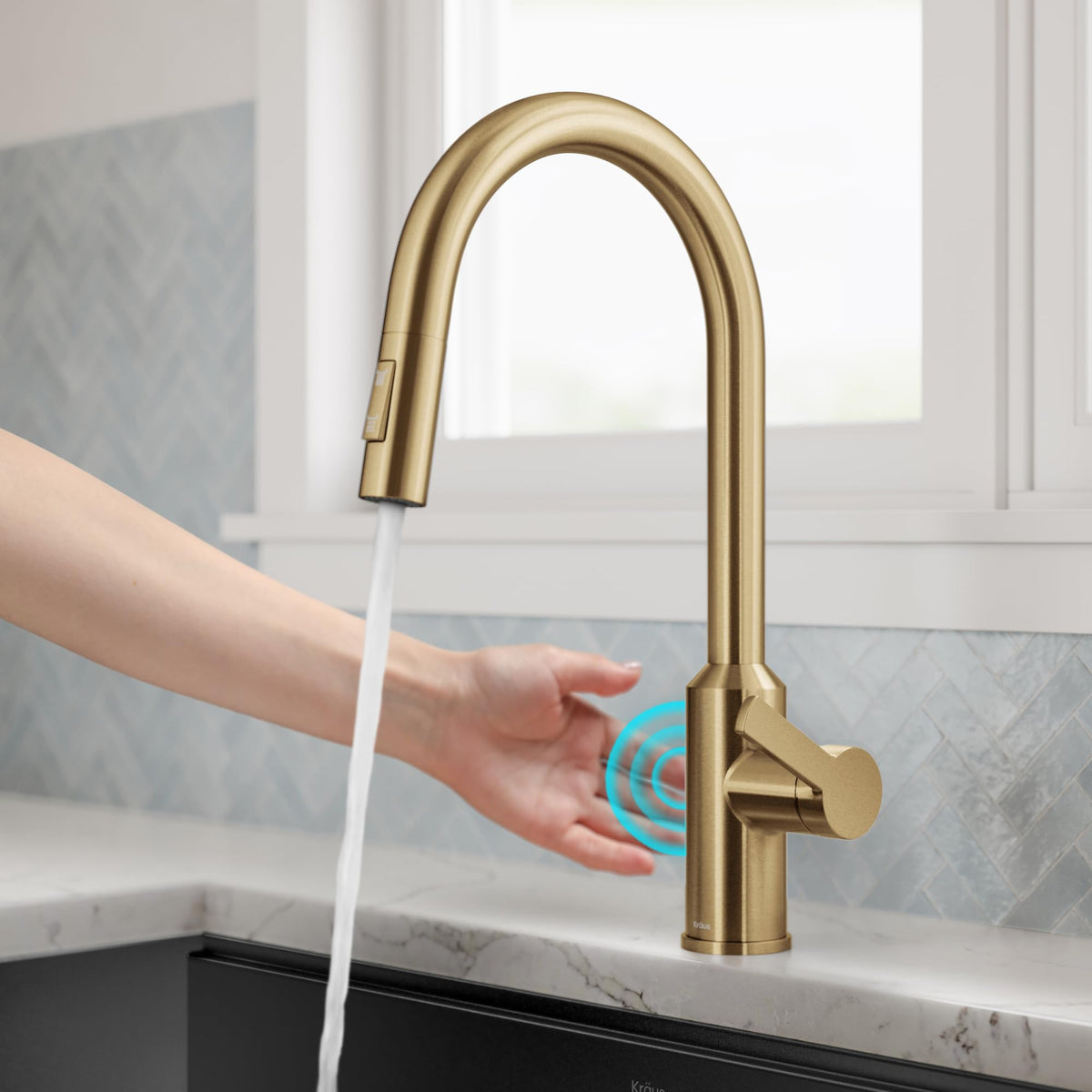 Brushed Brass Touchless Pull Down Kitchen Faucet KSF (Pull Down Touchless Faucet / Brushed Bronze)