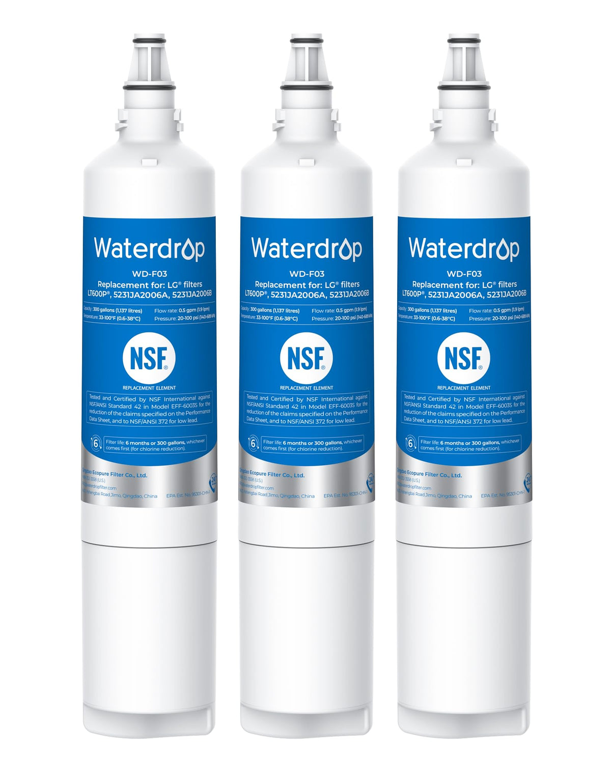 5231JA2006A Replacement for LG® LT600P® Water Filter (3 Count (Pack of 1))