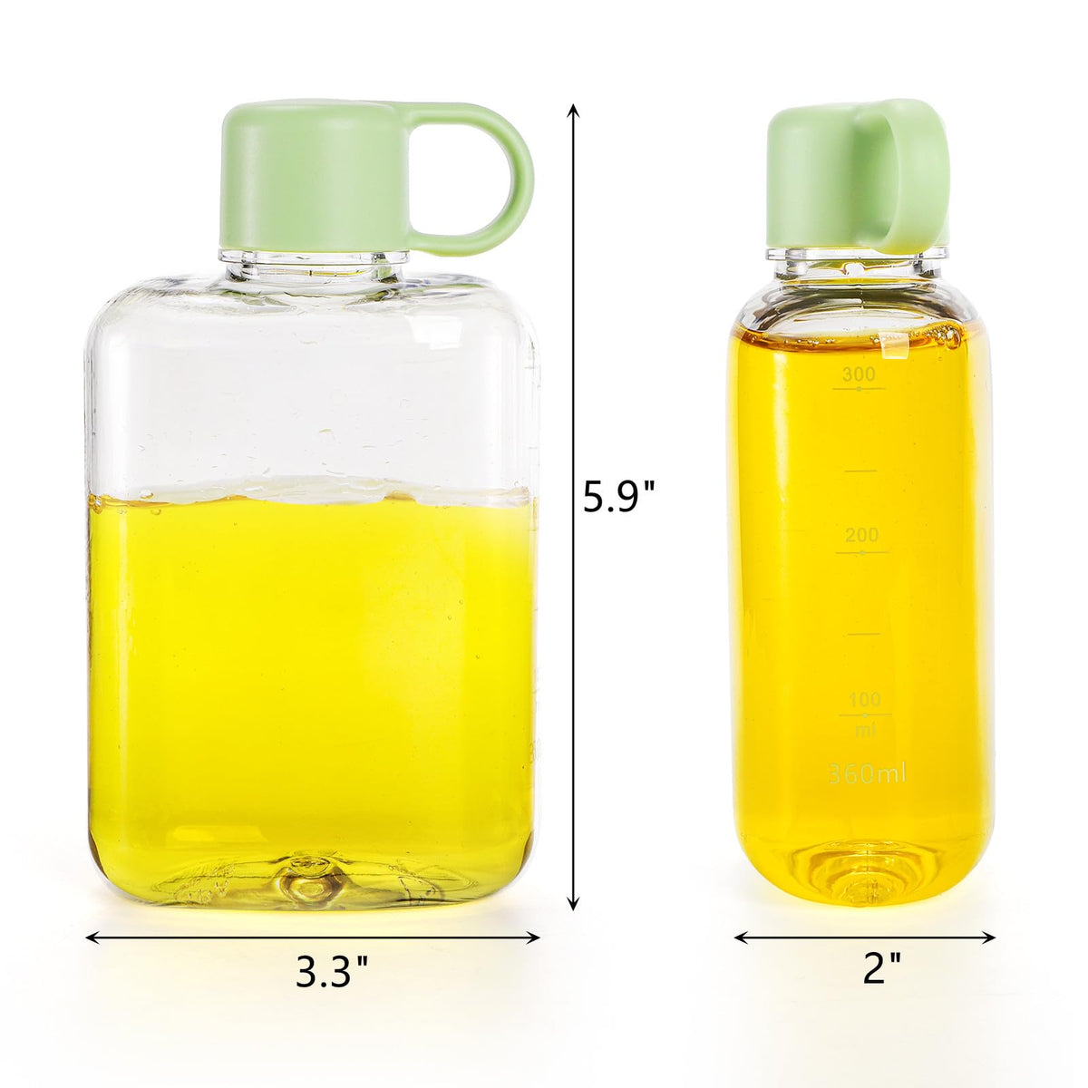 2 Pack Portable Flat Water Bottle