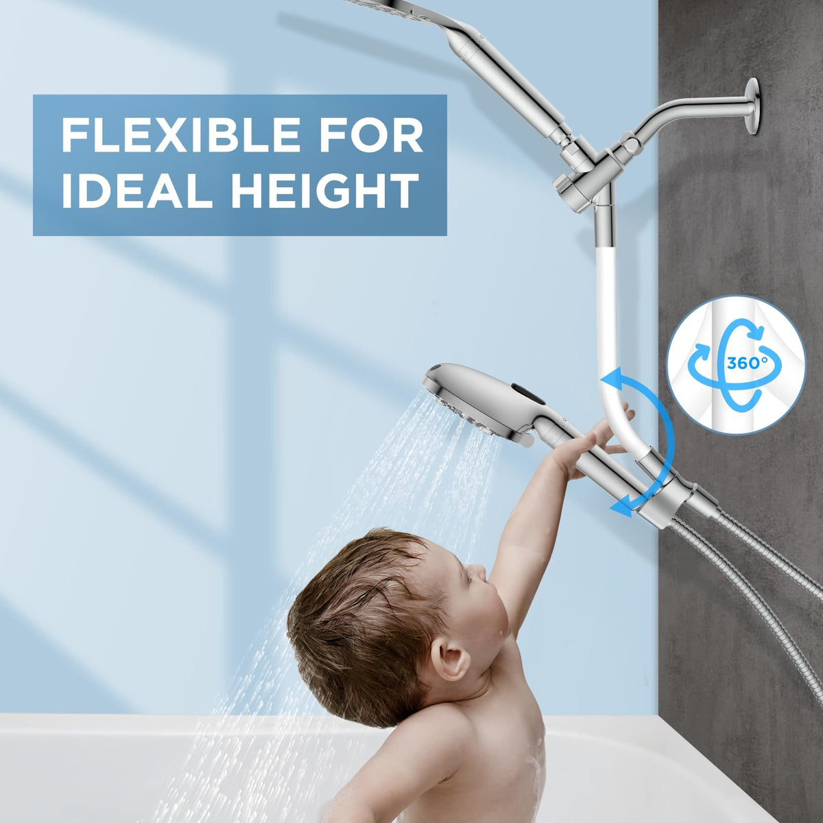 Dual Filtered Rain Shower Head Combo (Premium Chrome / 8 Inch Filtered)