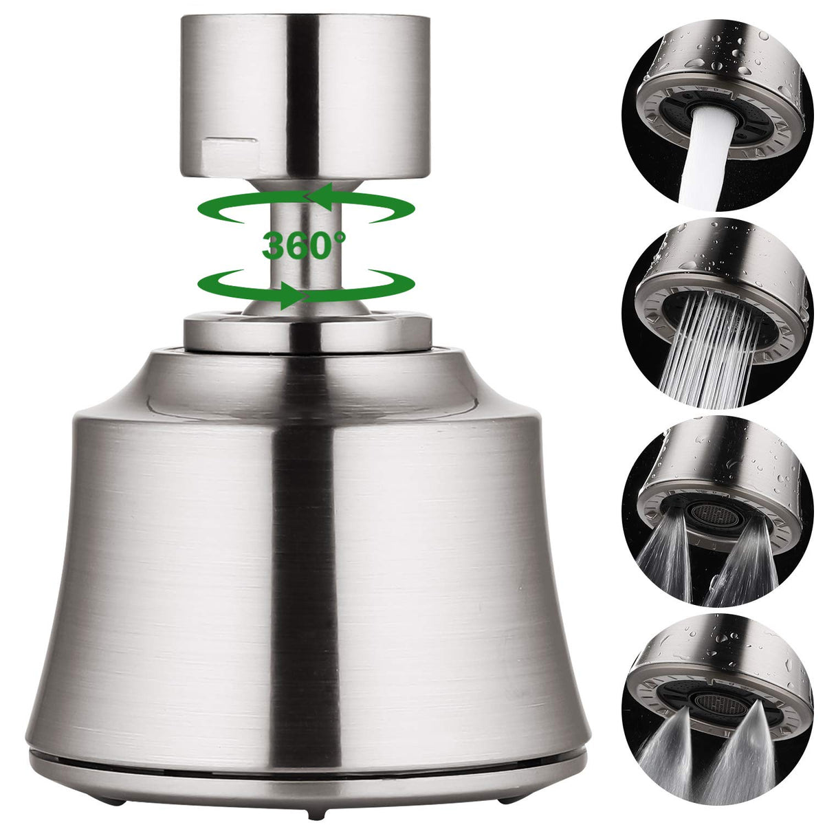 Kitchen Sink Faucet Aerator with 2 Ball Joint (Brushed Nickel)