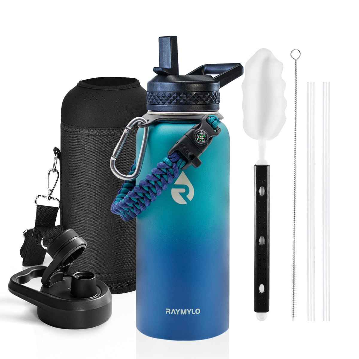 Insulated Water Bottle 32 oz (Cyan Blue / 32 Ounces)