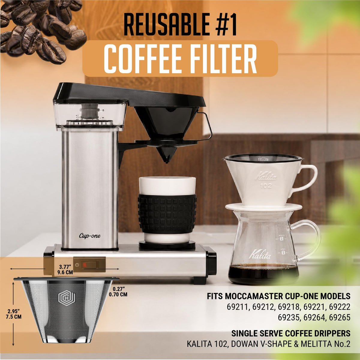 Reusable #1 Coffee Filter for Technivorm Moccamaster Cup One Coffee Maker (#1)