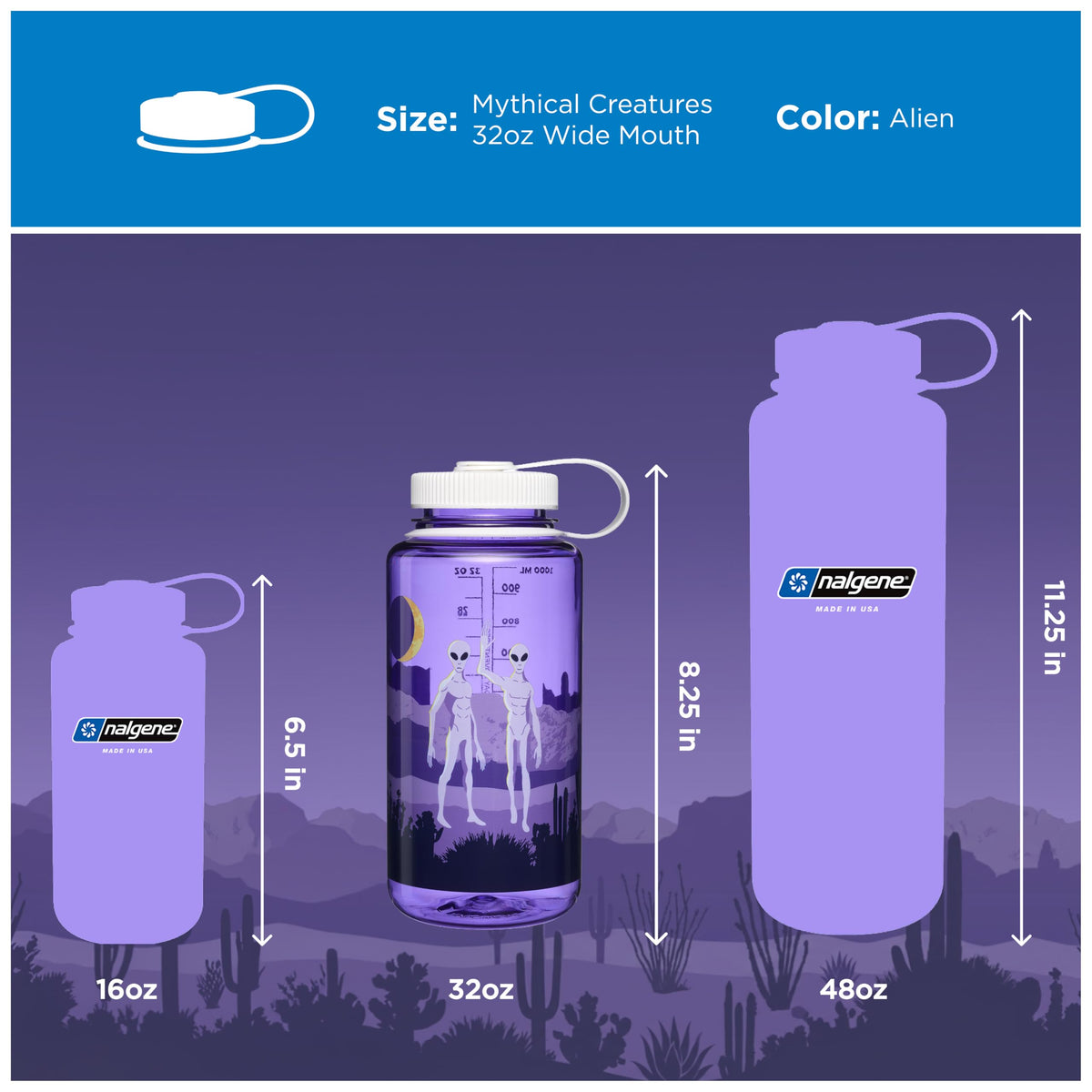 32 oz Wide Mouth Water Bottle (Aliens / 32 Ounces)
