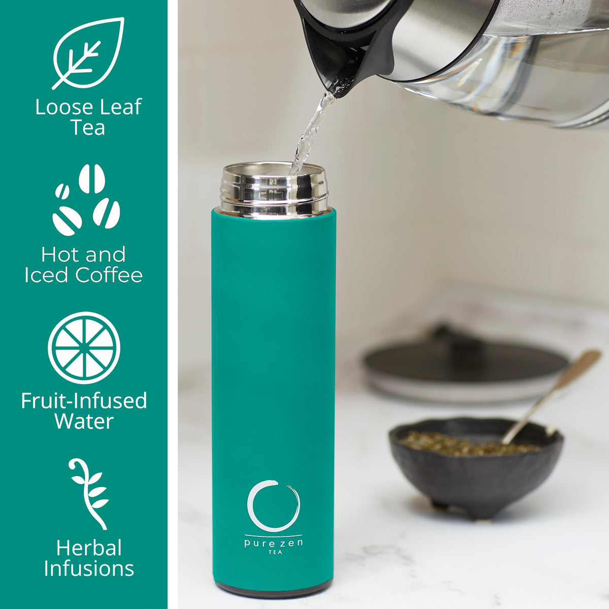 Insulated Tea Infuser Bottle (Green)