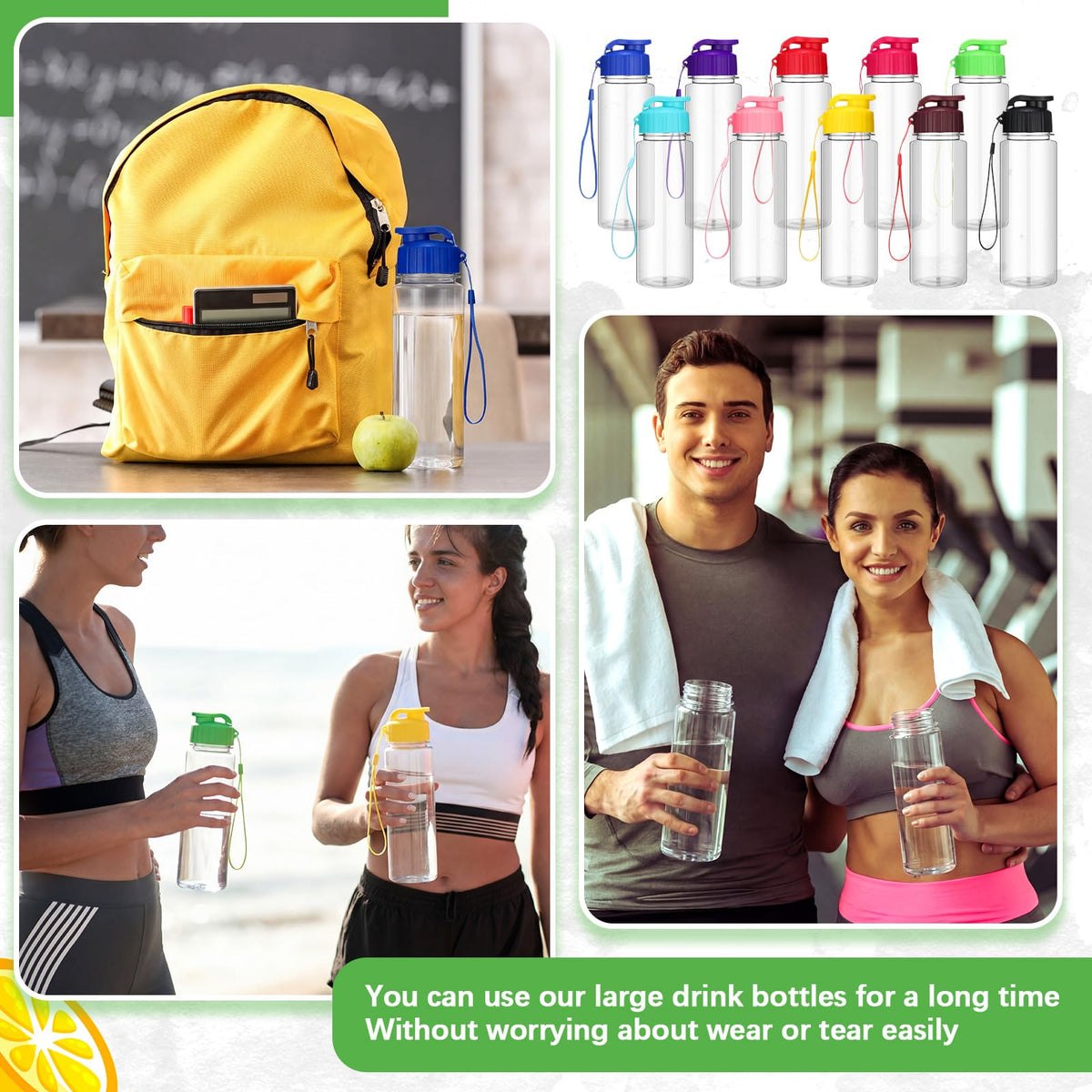 72 Pcs Plastic Water Bottles Bulk 17 oz (Clear,Multicolor)