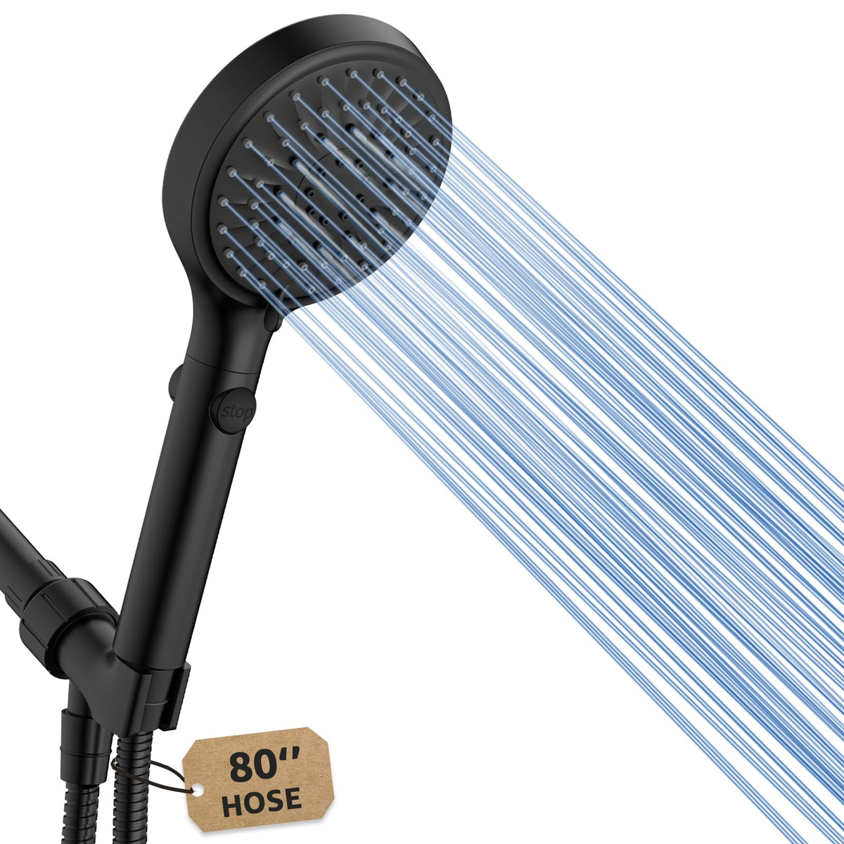 Shower Head with Handheld (6 Spray-Settings / Matte Black)