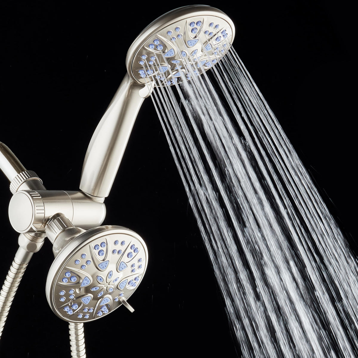 Antimicrobial (2.5 Gallons Per Minute / Satin Nickel / Sunset Blue Jets)