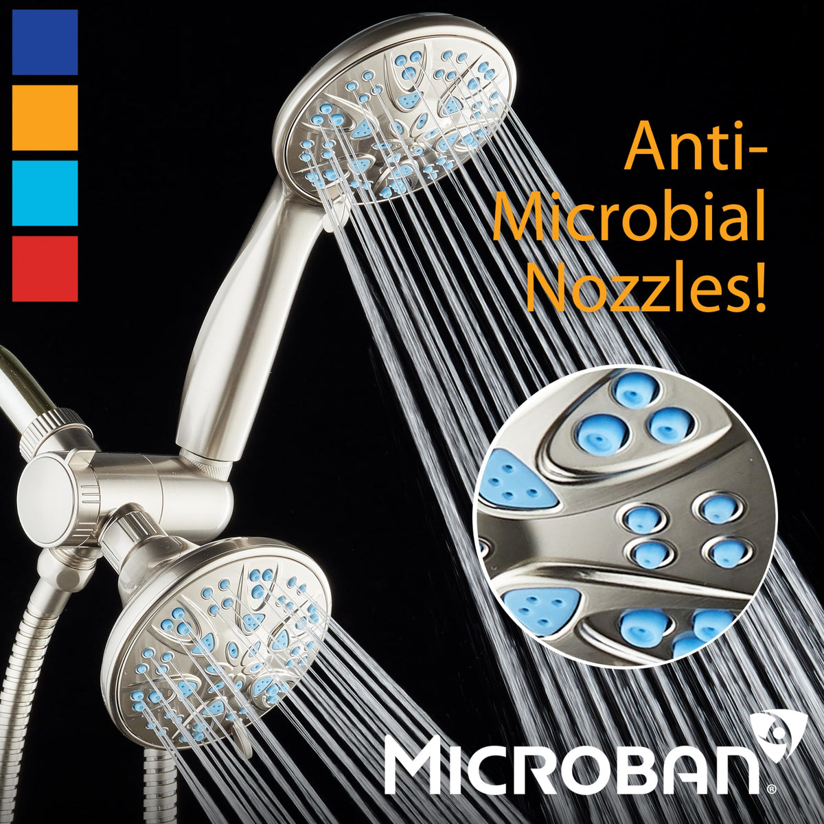 Antimicrobial (2.5 Gallons Per Minute / Satin Nickel / Aqua Blue Jets)