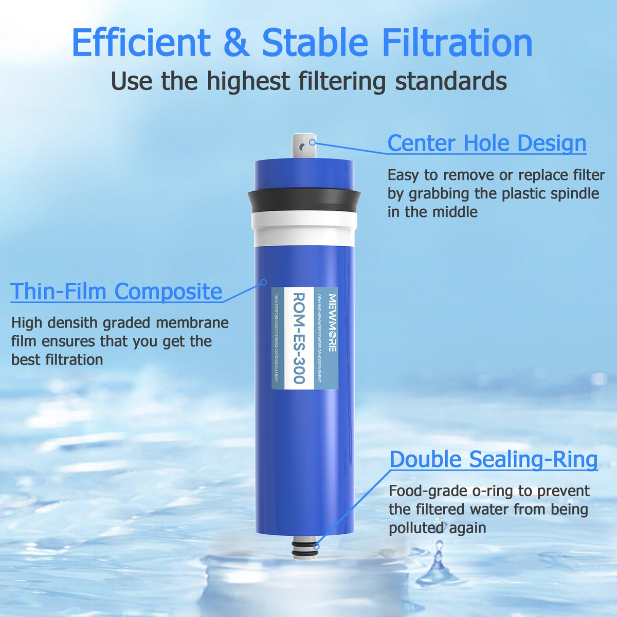 300 GPD RO Membrane Filter with Housing