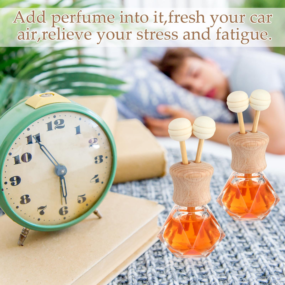 60 Pack Car Air Freshener Diffuser 8 ml Diamond Vent Clip Wood Caps (Diamond)