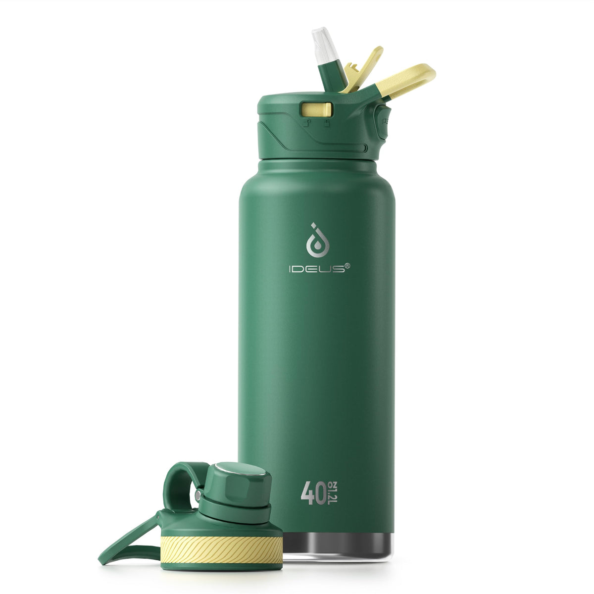 40 oz Insulated Water Bottle with 2 Leak (Green / 40 Ounces)