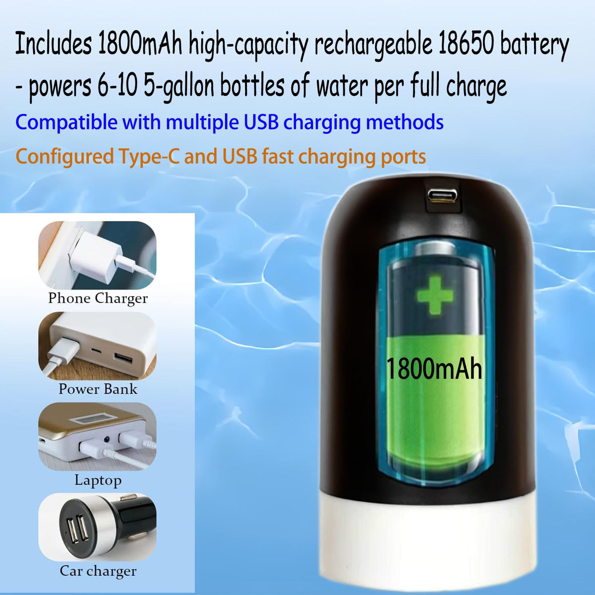 Portable Electric Dispenser Pump Filter for 5 Gallon Water jug