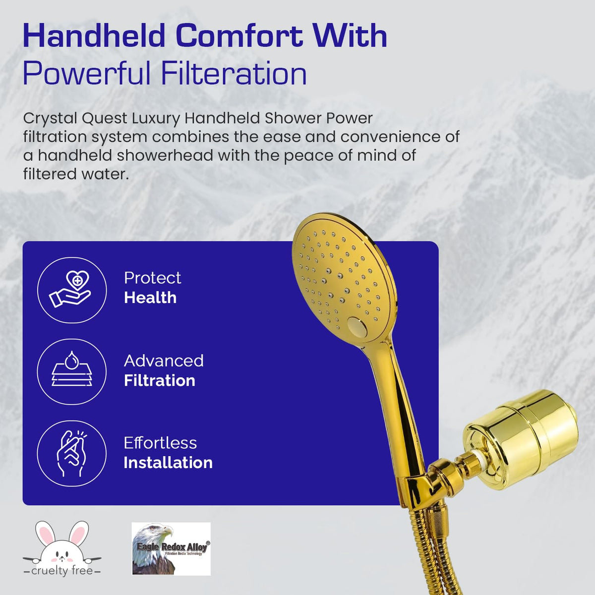Luxury Handheld Shower Power Filtration System (Handheld Shower + Filter / Gold)