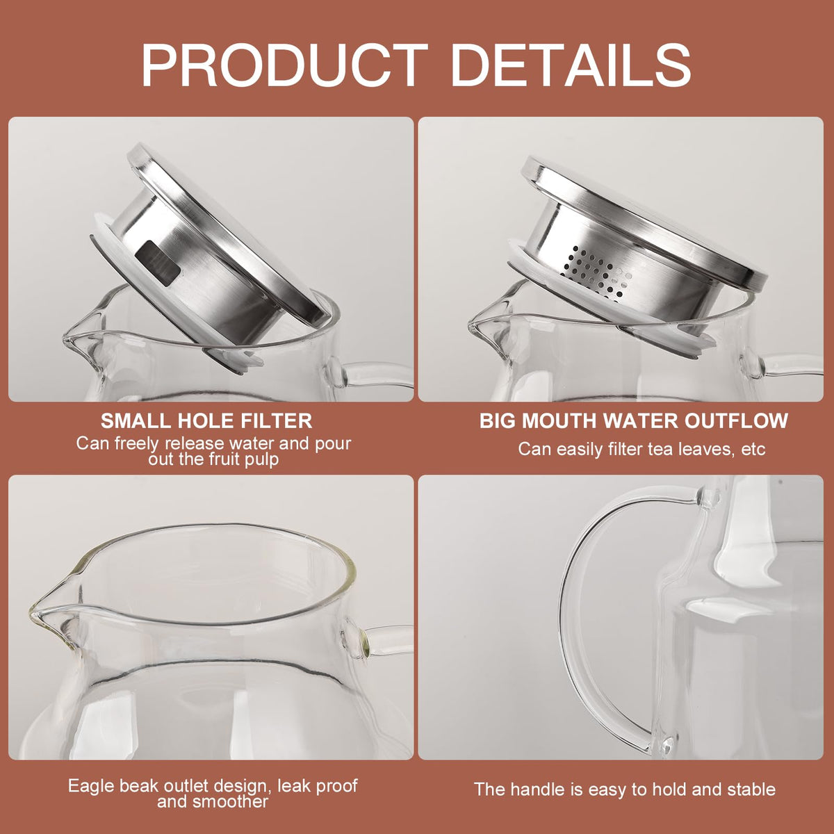 128oz Glass Pitcher with Lid (128oz)