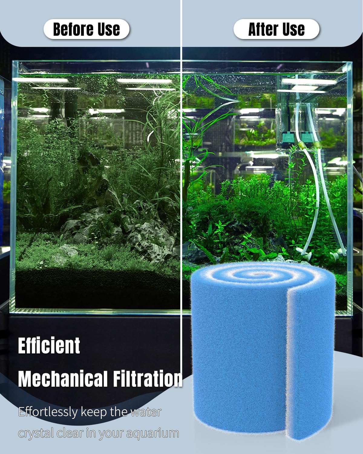 Aquarium Filter Floss Roll 20 x 10 x 1.2 Inch Cuttable Aquarium Filter Pad