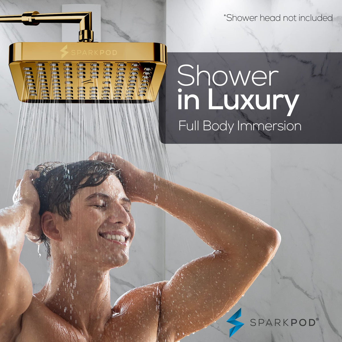 Rain Shower Head (6 Inch Square / Egyptian Gold)