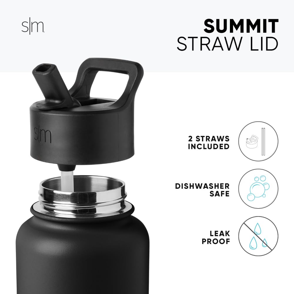 Insulated Water Bottle with Straw (18oz / Midnight Black (Pack of 1))