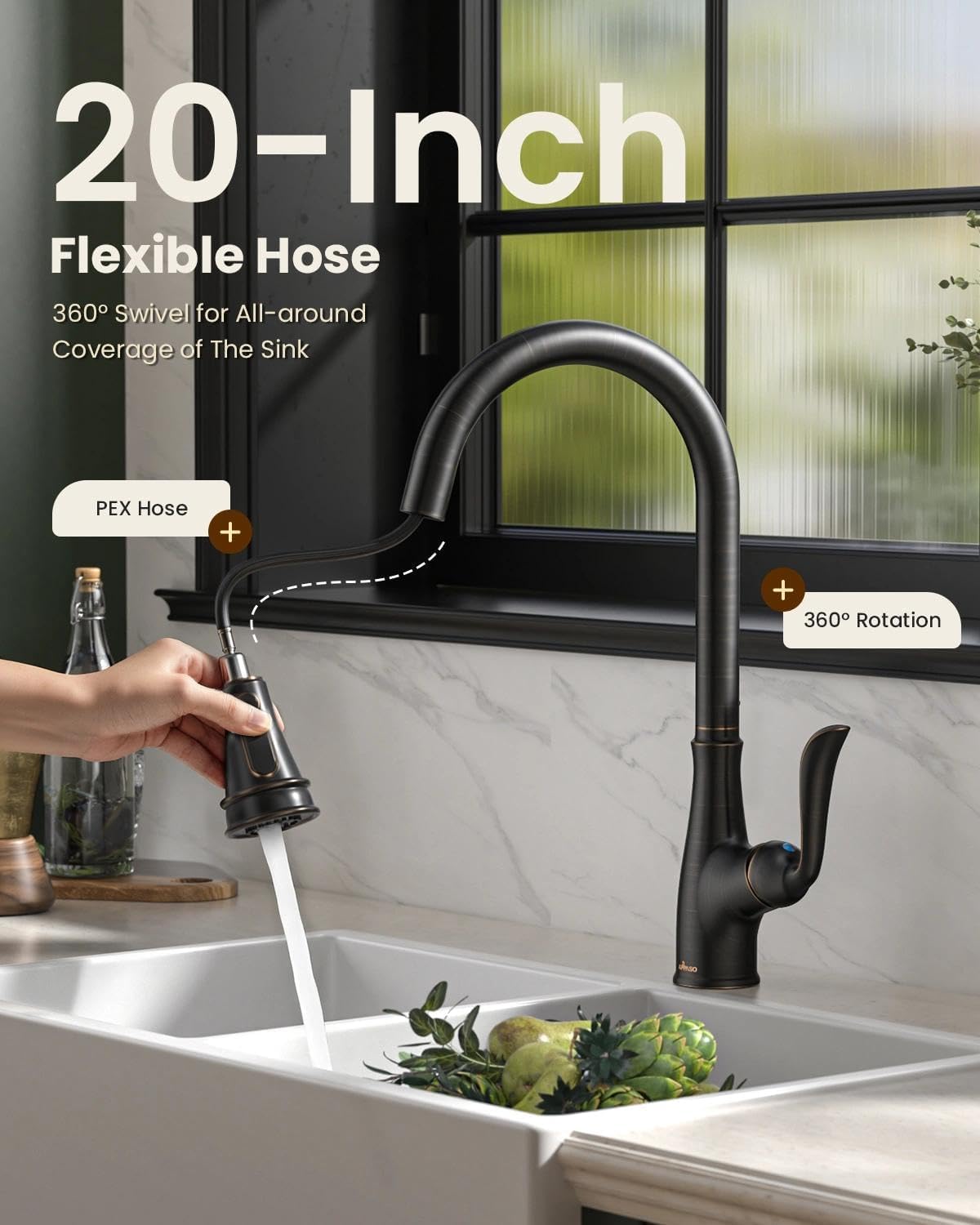 Antique Pull Down Kitchen Faucet with Sprayer Oil Rubbed Bronze (Oil Rubbed Bronze)