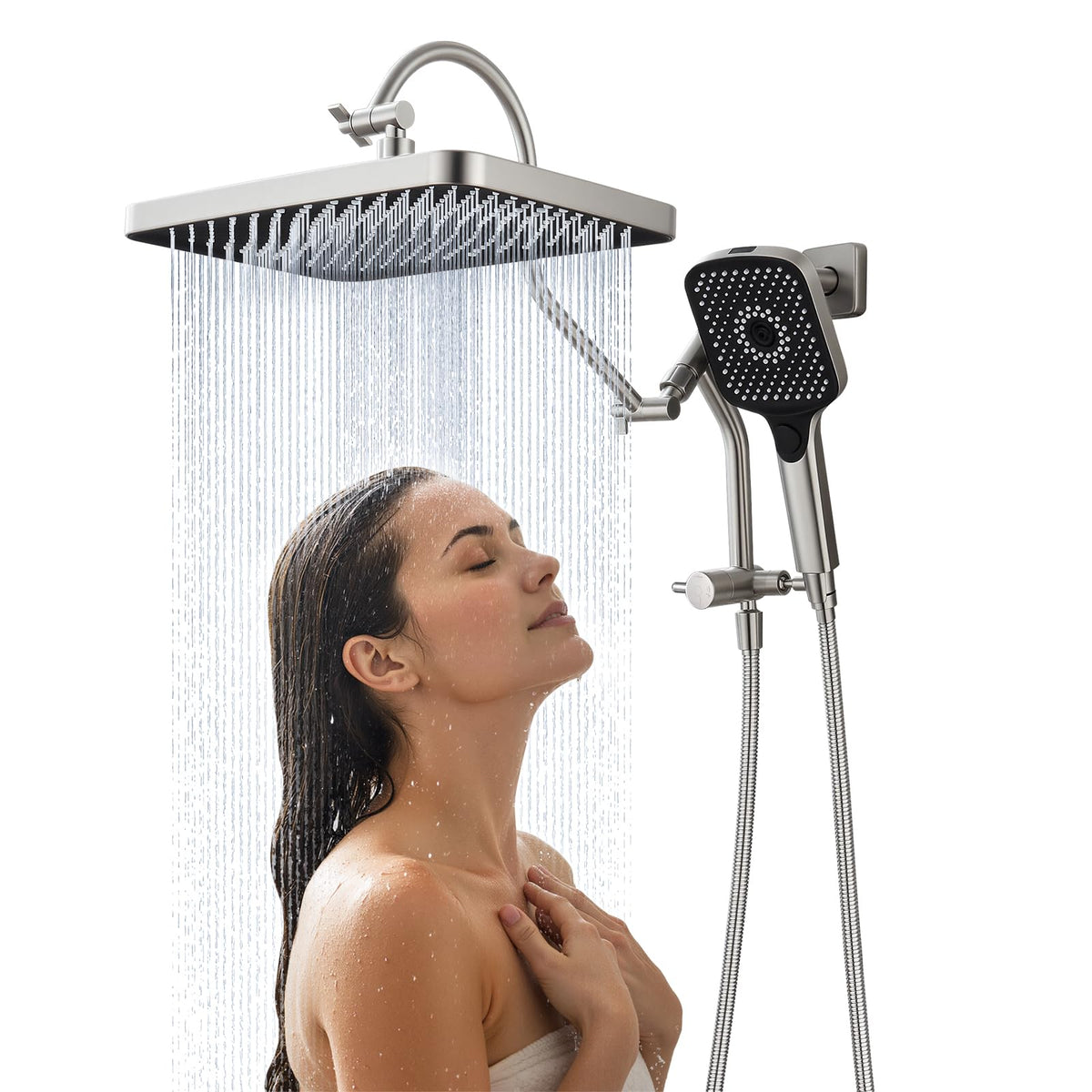 13 Inch Rainfall Shower Head with Handheld Combo (Brushed Nickel)
