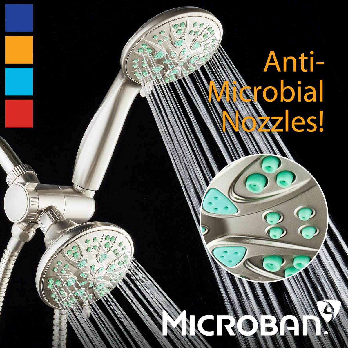 Antimicrobial (2.5 Gallons Per Minute / Satin Nickel / Coral Green Jets)