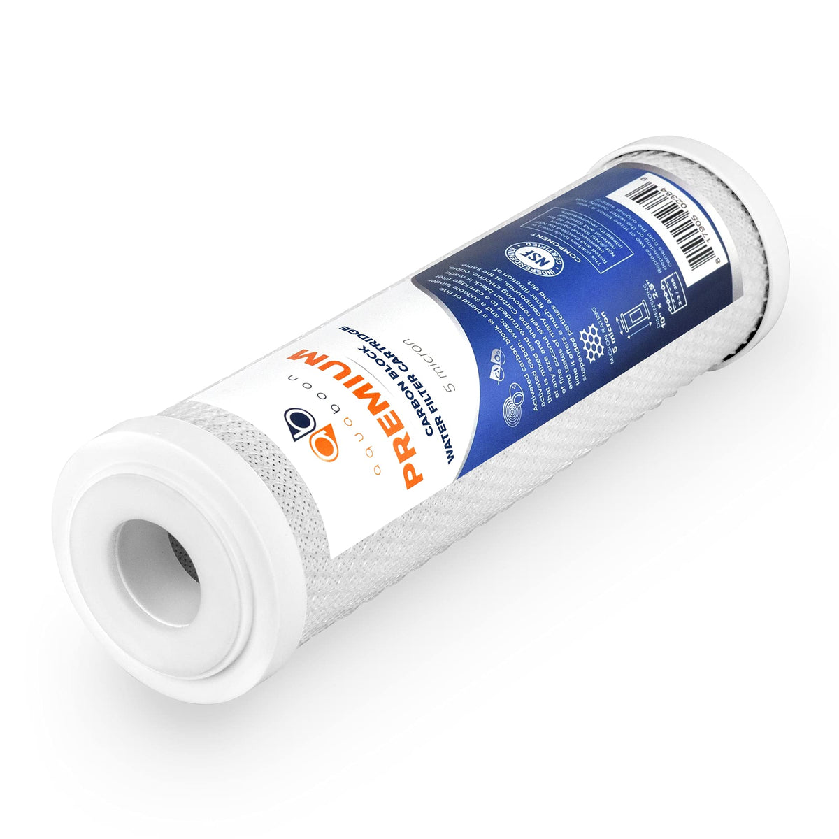 Premium 5 Micron Carbon Block Water Filter 10" x 2.5" (5 Count (Pack of 1))