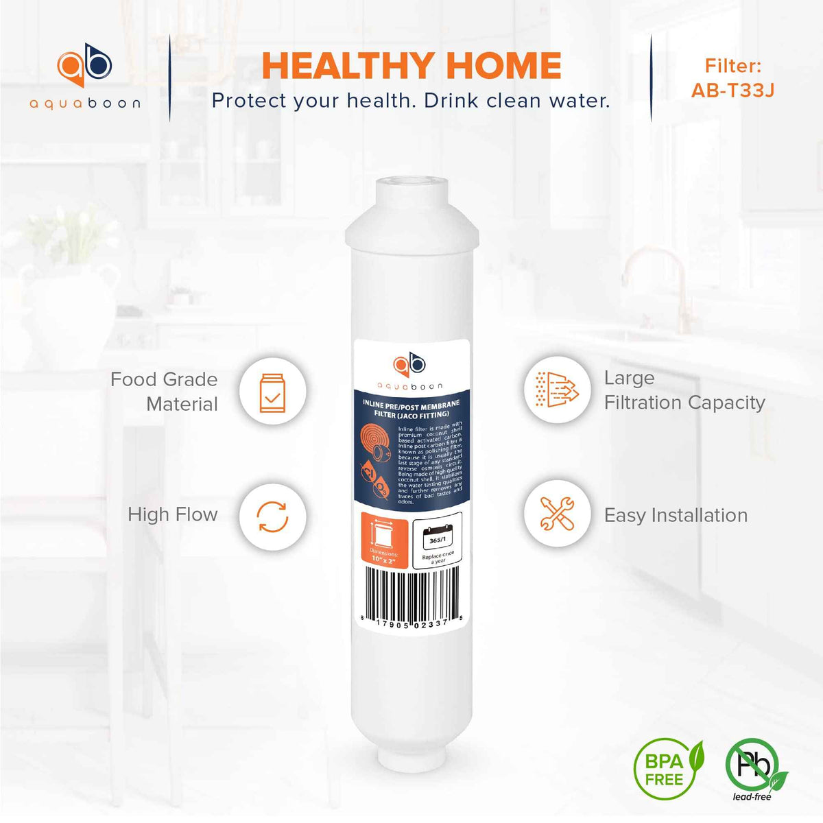 Inline Water Filter for Refrigerator 4 (REGULAR / 4-PACK / 1/4” FNPT)