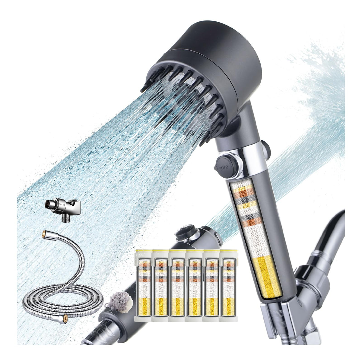 Filtered Shower Head with Handheld (Dark Gray)
