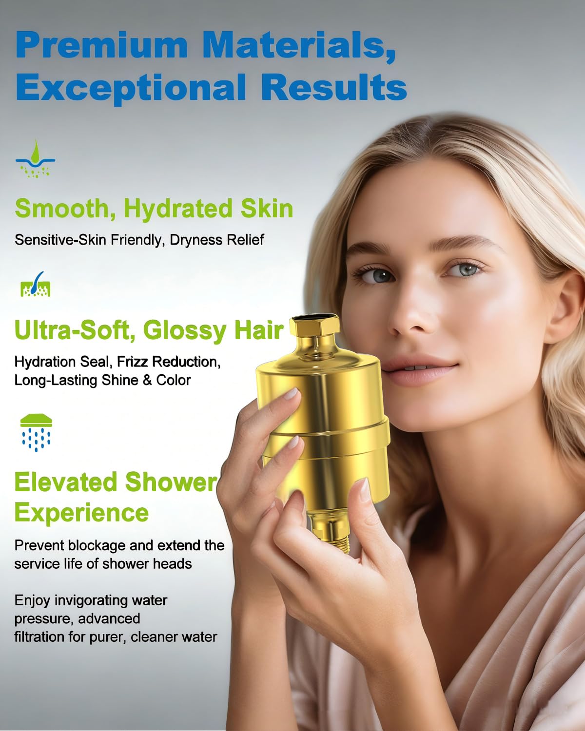 All Metal Gold Shower Water Filter (Gold)