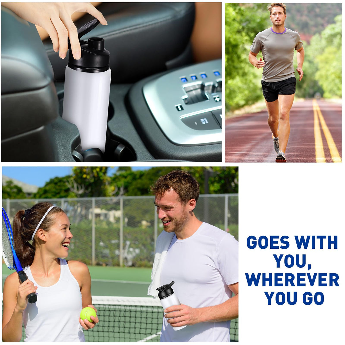 10 Pcs 13.5oz Aluminum Water Bottles Bulk (13.5 oz / White)