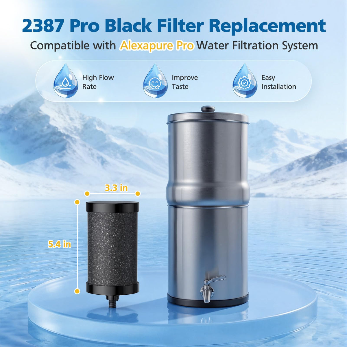 2 Pack 2387 Pro Filter Replacement for Alexapure 2387 Pro Water Filter