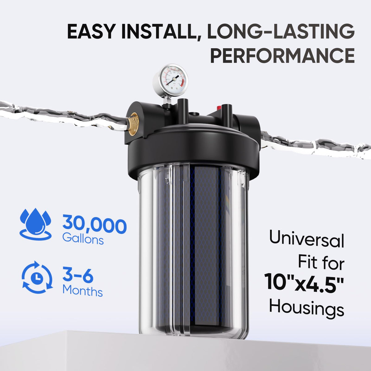 5 Micron 10"x4.5" Whole House Water Filter (1 Count (Pack of 1))