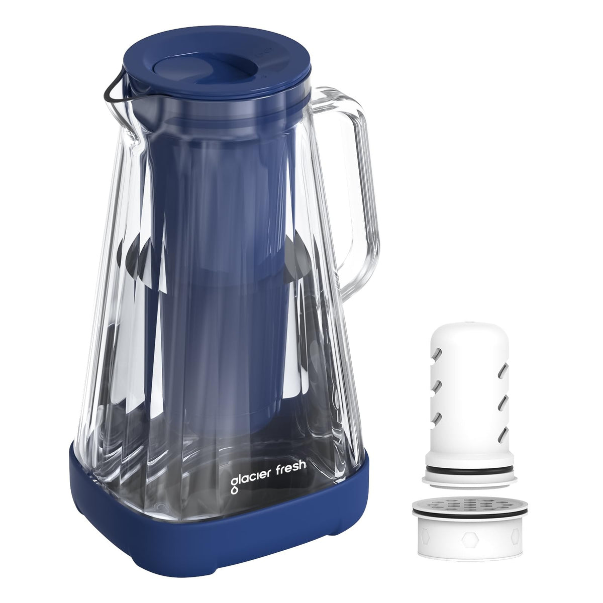 10 Cup Purela Glass Water Pitcher With 2 Filters (Pitcher Blue)