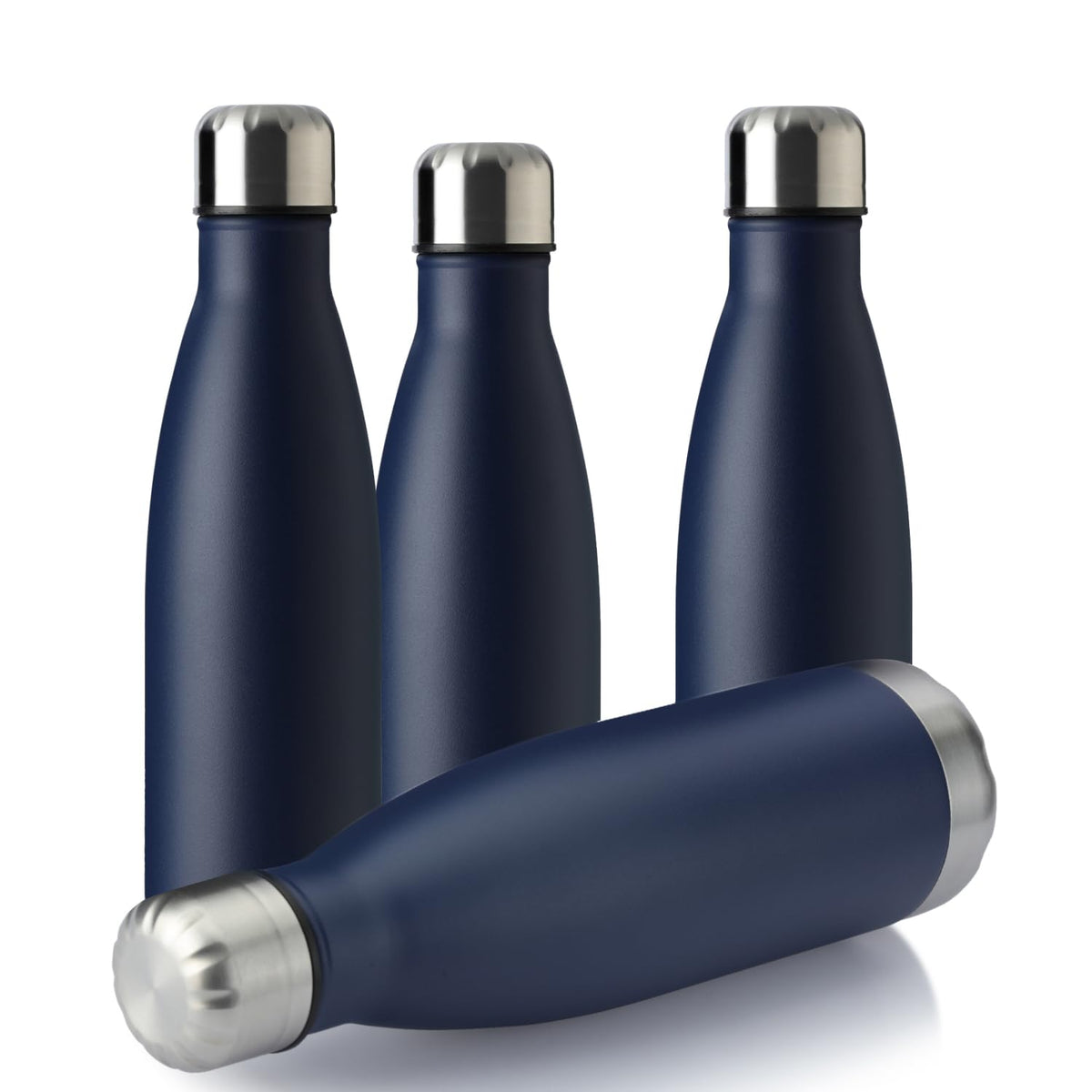 17oz Sport Water Bottle 4 Pack Vacuum Insulated Stainless Steel Leak (Navy)
