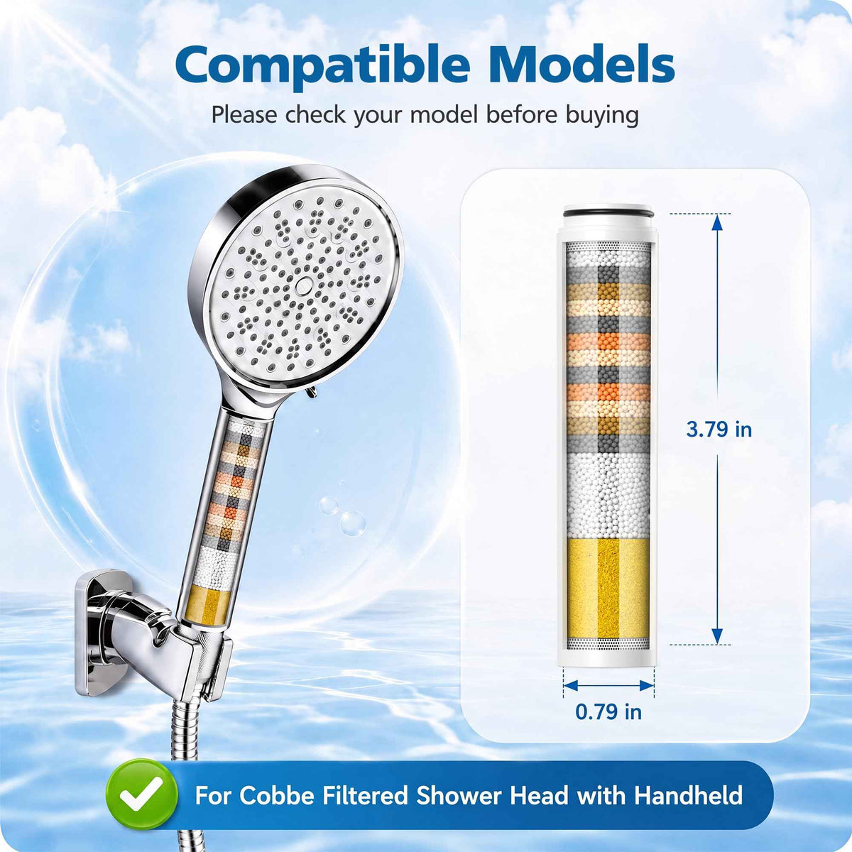 4 Pack Shower Replacement Filters for Cobbe Handheld Shower Head #CF1101 (White-Standard)