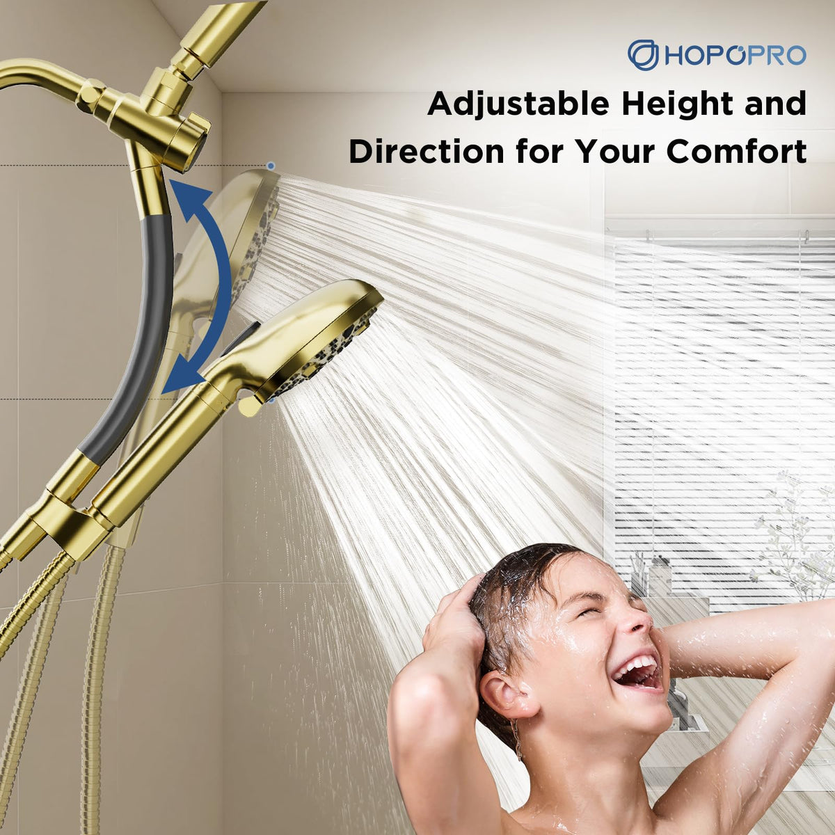 21 Setting Dual Filtered Handheld Shower Heads Combo (Gold)