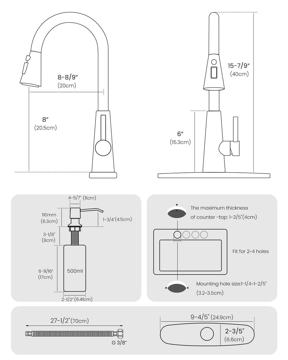 Touchless Kitchen Faucet Black with Pull Down Sprayer (Smart Black Matte)