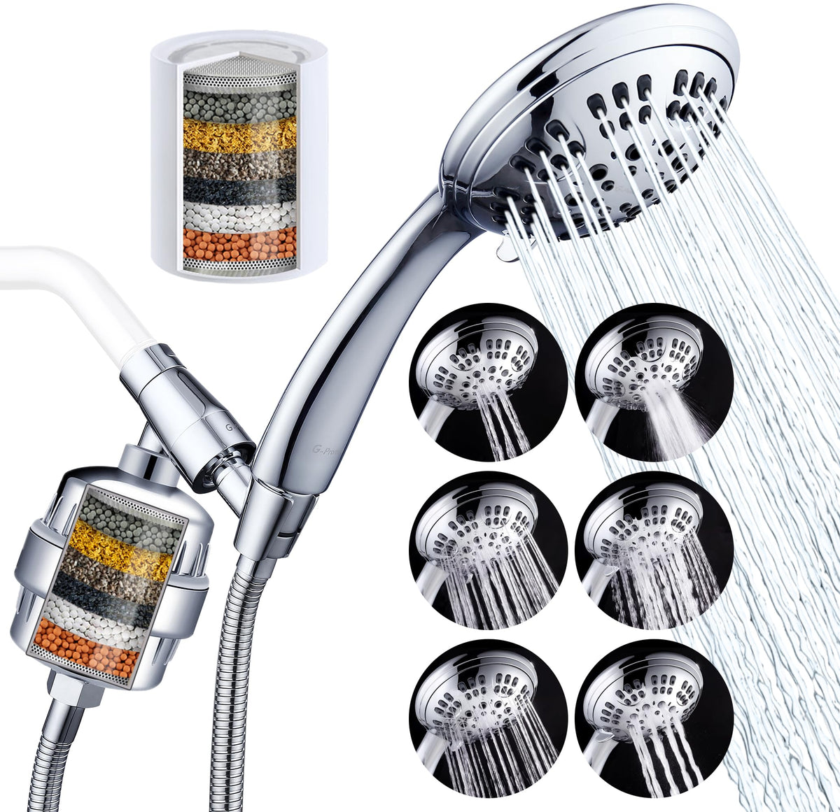 Filtered Handheld Shower Head with 2 Cartridges (Polished Chrome)