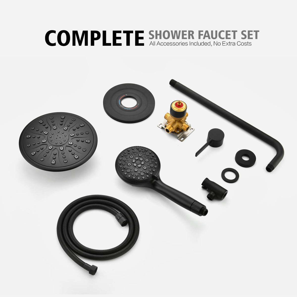 Matte Black Shower System with 9" High Pressure Rain Shower Head (Matte Black)
