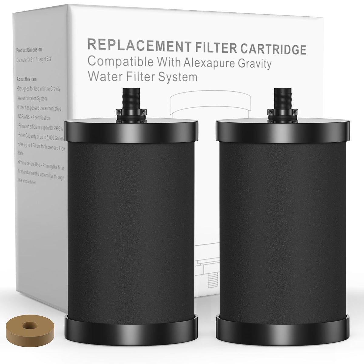 2 Pack Replacement Water Filters for Alexapure 2387 Pro