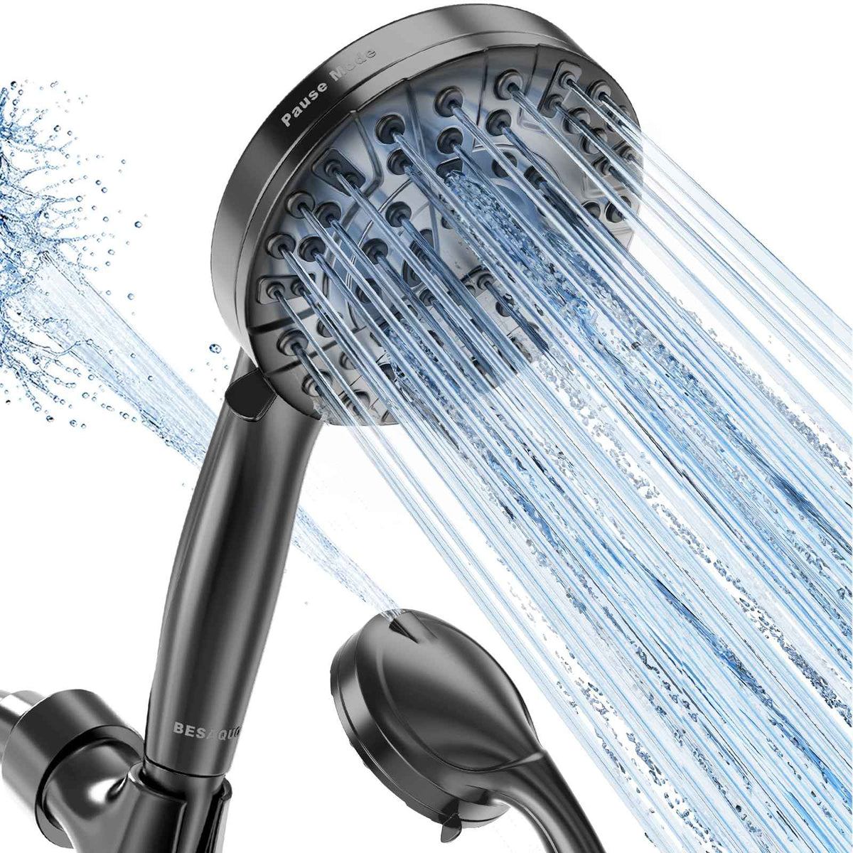 9 Functions High Pressure Handheld Shower Head with Power Wash (9 Functions / Matte Black)
