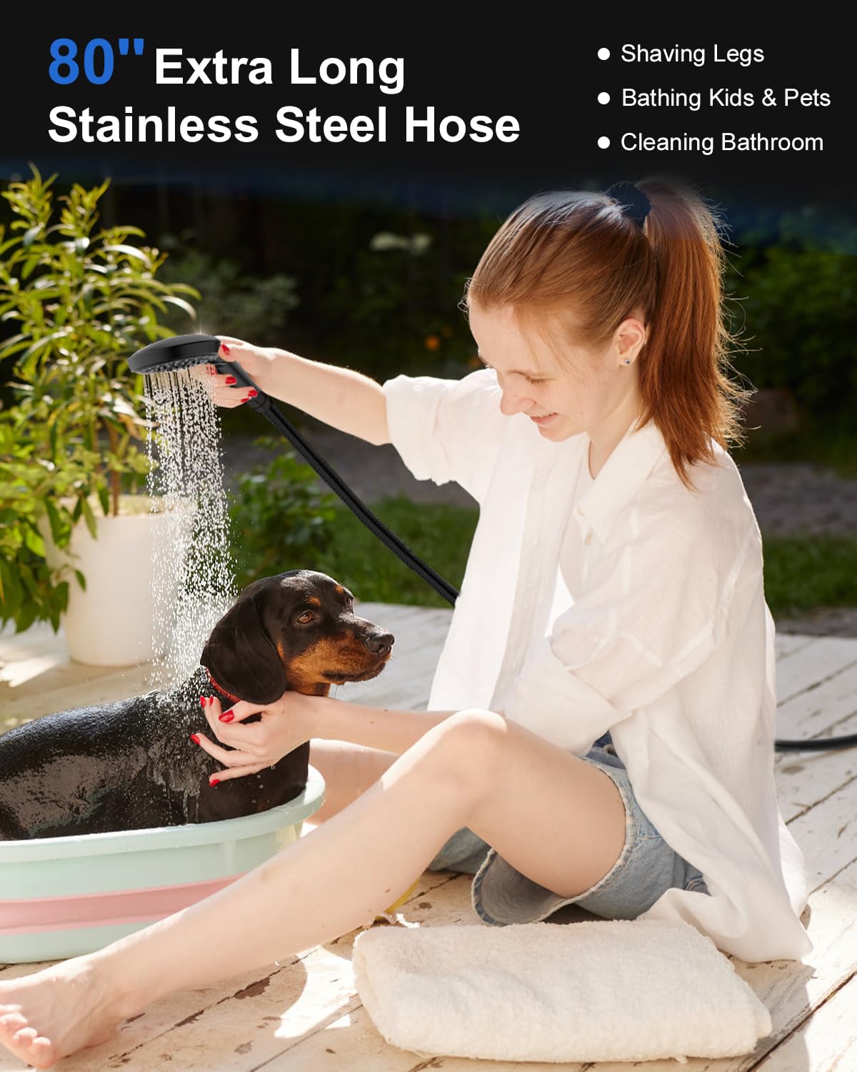 Shower Head with Handheld (6 Spray-Settings / Matte Black)