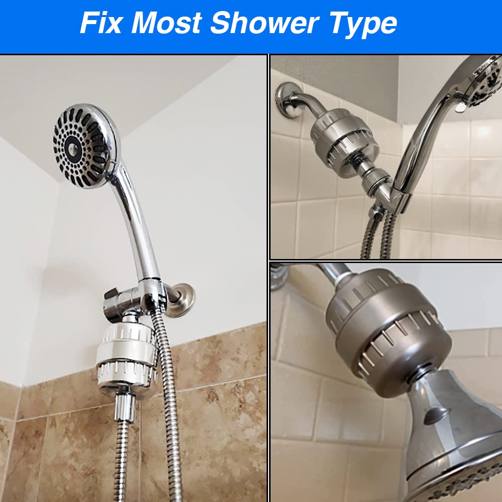 Brushed Nickel Shower Filter 15 Stages Shower Head Filter for Hard Water (Brushed Nickel / Shower Filter)