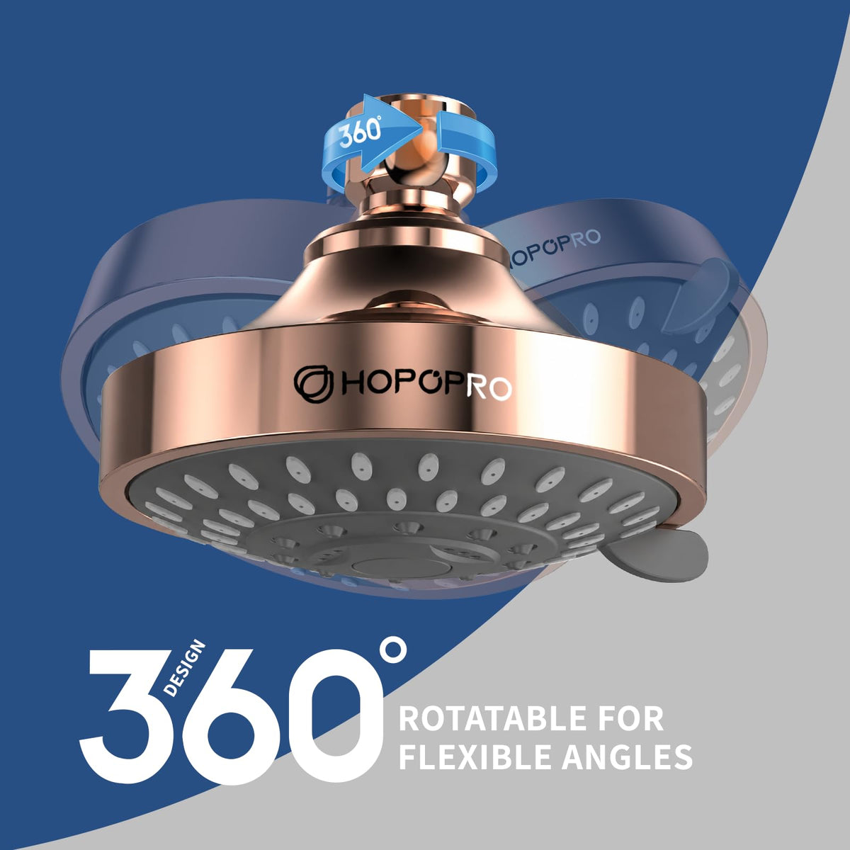 High Pressure Shower Head (4 Inch Modern / Rose Gold)