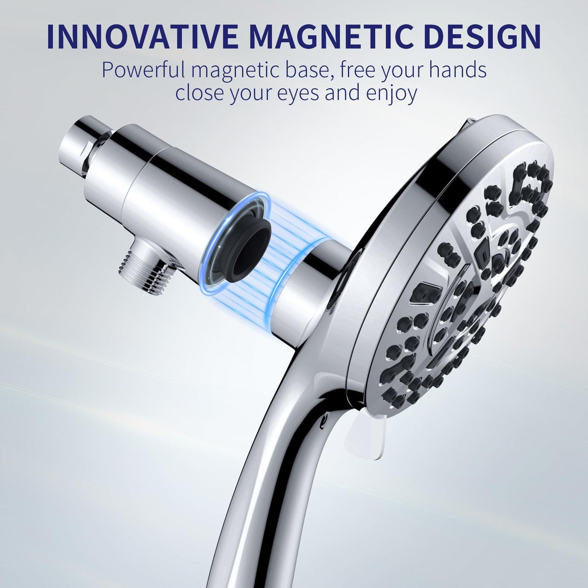 Magnetic Handheld Shower Head with Filter (Silver)