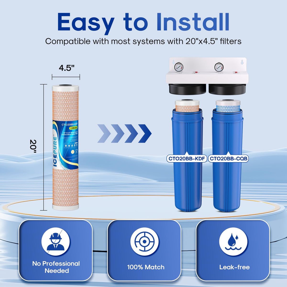 4.5"x 20" Whole House CTO Carbon Water Filter