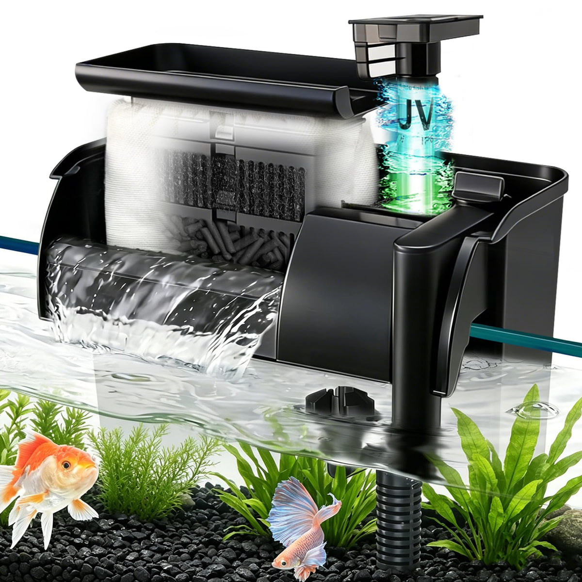 Large Hang on Back Aquarium Filter w (HB-1200)