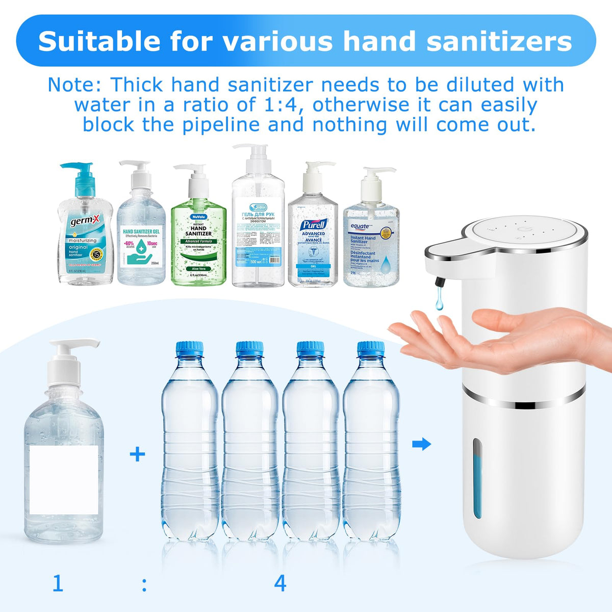 4 Pack Automatic Soap Dispenser Touchless (White / Liquid x4)