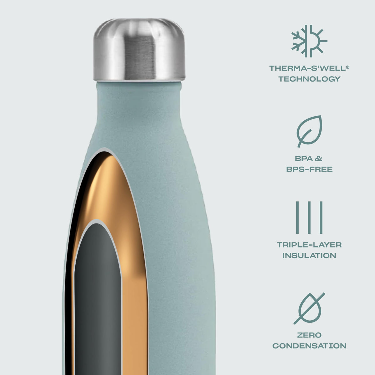 Stainless Steel Water Bottle (Eucalyptus / 9 Ounces)