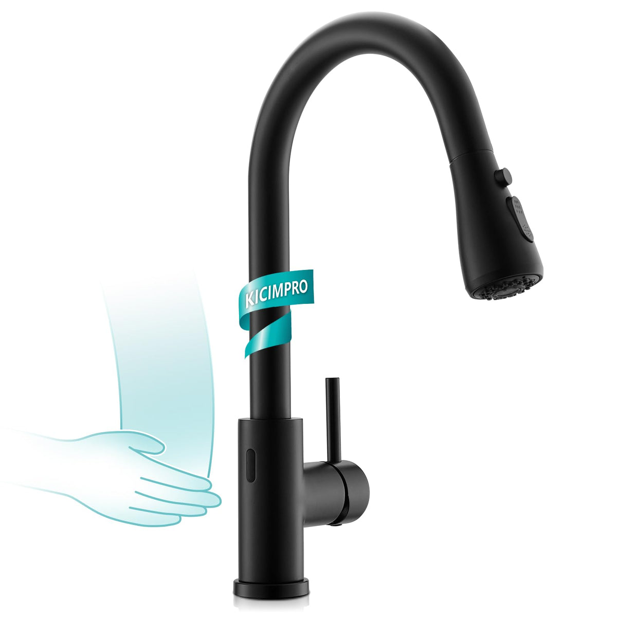 Black Touchless Kitchen Faucet with Pull Down Sprayer Single Handle (Matte Black)